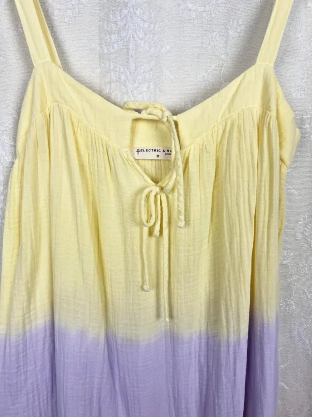 Electric & Rose Addison Sleeveless Tiered Midi Dress colorful ombre sundress M - Picture 3 of 9